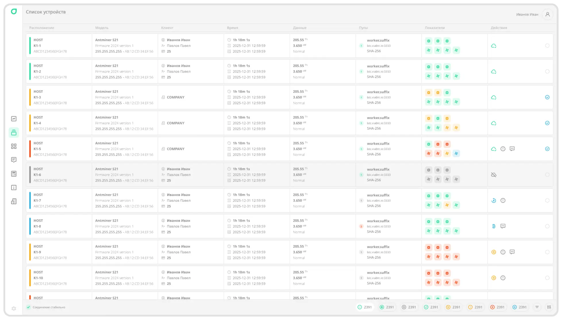 Список устройств